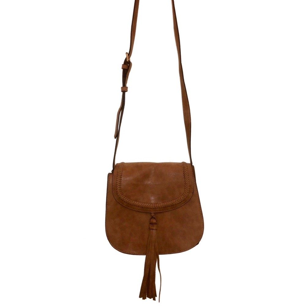 Faux Suede/Leather Tassel Crossbody
